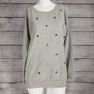 NEW Ultra Flirt Size S Sweatshirt Sweater Pullover with Grommets Gray